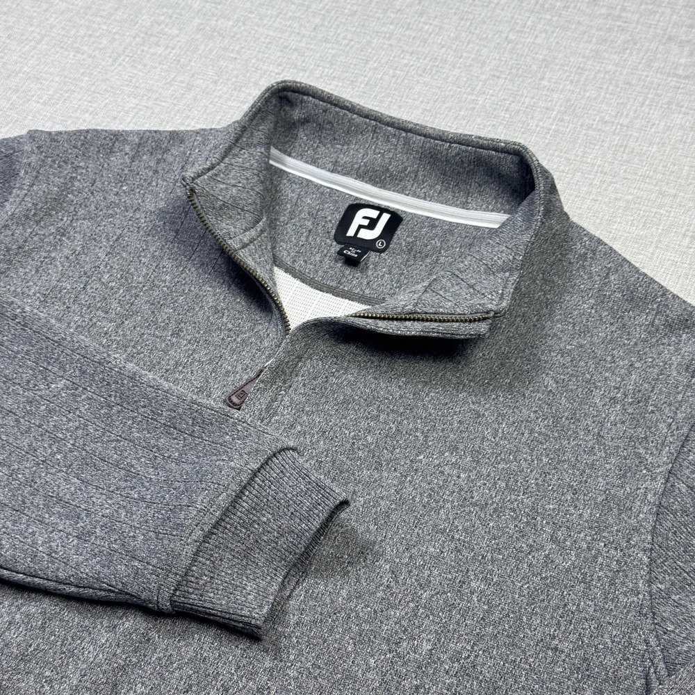 FootJoy 1/4 Zip Golf Sweater Mens Large Gray Pullover Mock Neck Long Sleeve